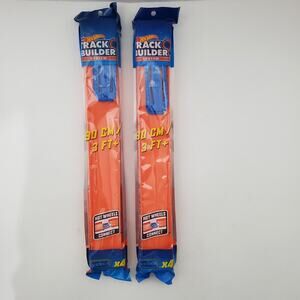 Hot Wheels Track Builder System 3 Ft + Straight Track & 4 Hot Wheels Con 2 Pack